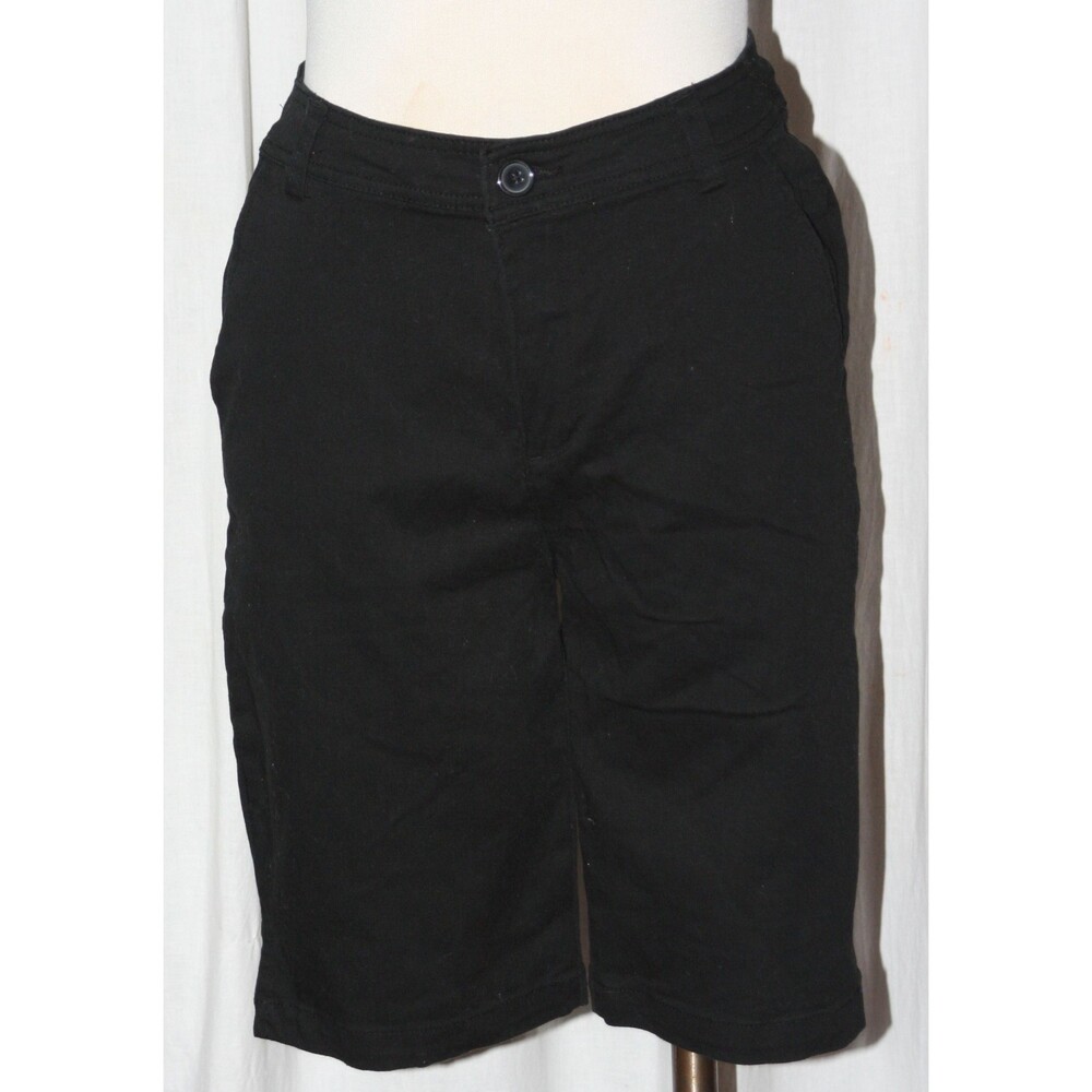 Women's White Stag Stretch Black Mid-Rise Chino Shorts Size 8